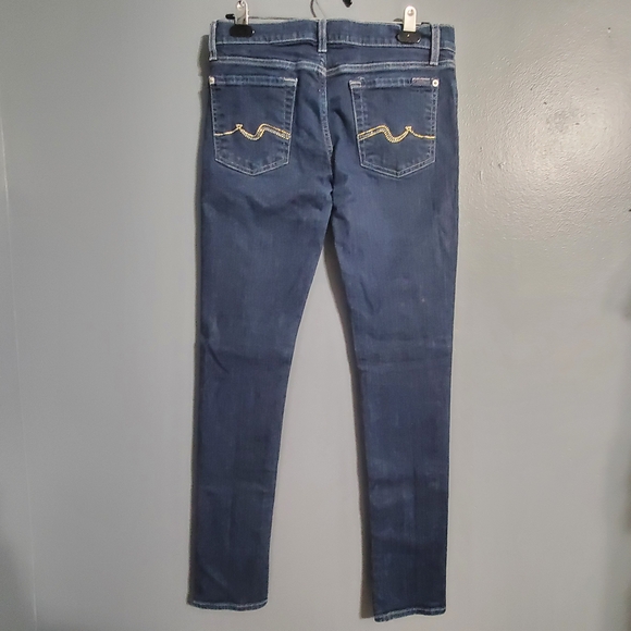 7 For All Mankind Roxanne Dark Blue Skinny Jeans Women's Size 29 - Picture 4 of 9
